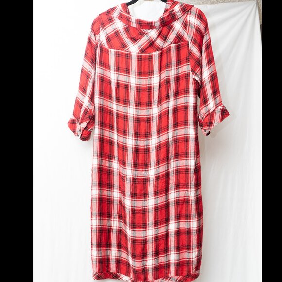 Dex Size 2x Plaid long sleeve dress - red, white and black - Picture 2 of 3